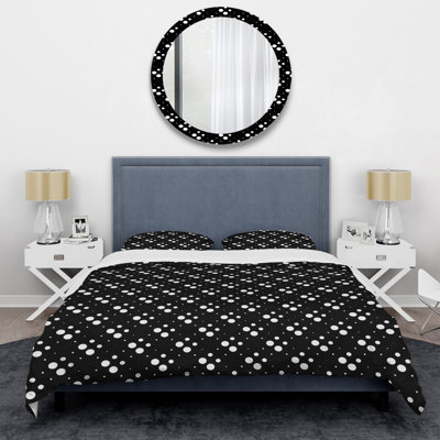 White Abstract Dot Geometric Shapes Duvet Cover