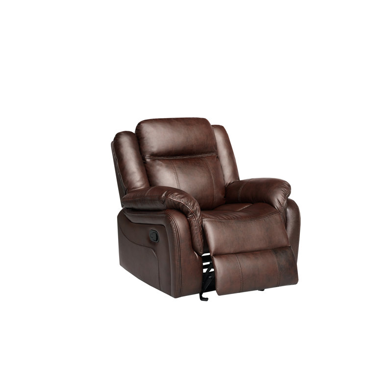 Manual Reclining Brown Leather Chair, Brown