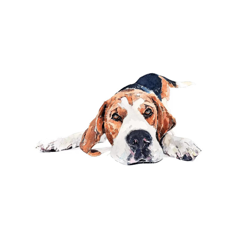 « Beagle Play Time » par Edwatercolours-impression, Pas de tapis, H 18 po x l 26 po x P 1,5 po, Toile tendue
