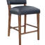 Tabouret à hauteur de comptoir en similicuir bleu minuit avec poignée en métal doré, structure en bois au fini noyer, coussin à ressorts sinueux confortable et à quatre côtés, 38,5 po au total pour le plancher, 21 po de largeur