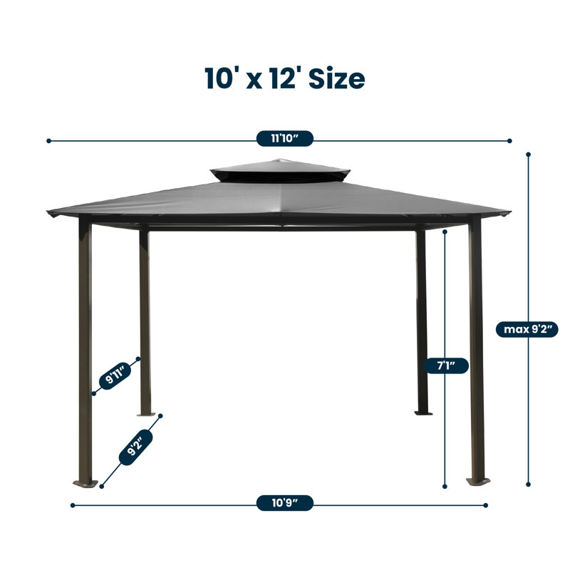 Barcelona 10 Ft. W x 12 Ft. D Aluminum Patio Gazebo with Mosquito Netting, Gey