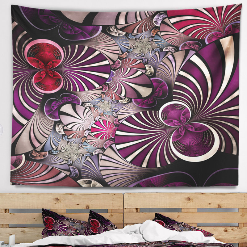 Tapisserie fleur abstraite à fleur mauve foncé, H 50 po x l 60 po