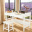 Bureau 100% bois massif avec tiroirs - bureaux modernes simples de 40 pouces, bureau d'écriture avec tiroirs et tablette, table de travail, bureaux d'ordinateur à hauteur réglable - blanc-1467375613