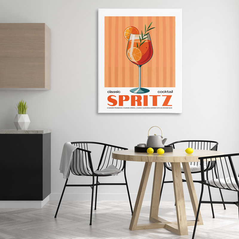 Art mural classique sur toile cocktail classique, par lettré et doublé, H 48 po x l 36 po