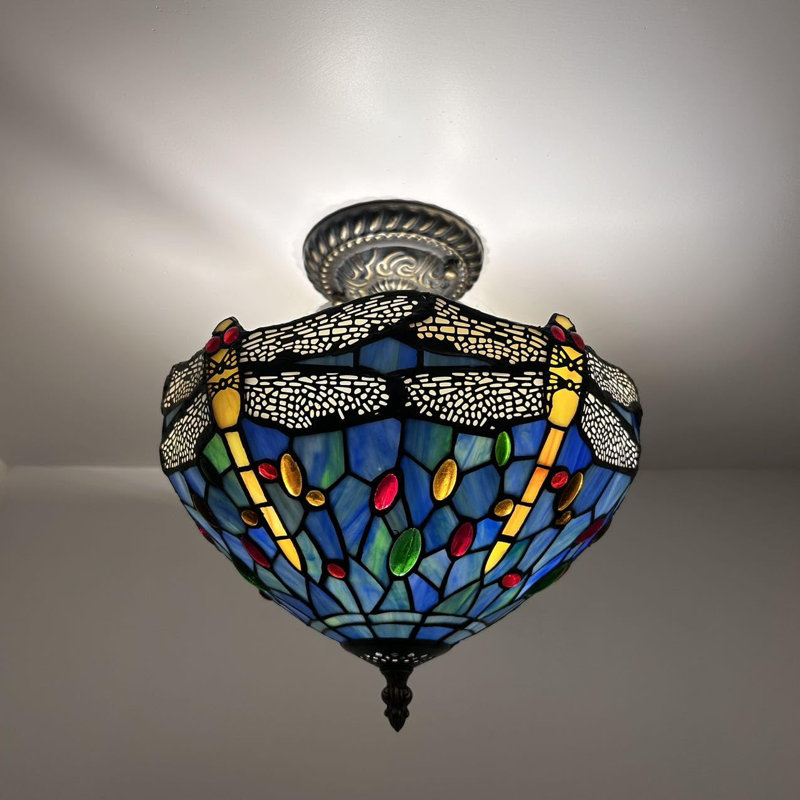 12'' 2 - Light Bowl Ceiling Fan Light Kit, Blue