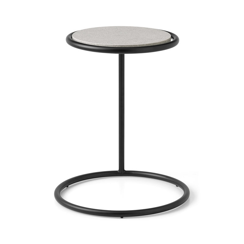 Kangoo Round End Table with Wooden Top, Matt Black