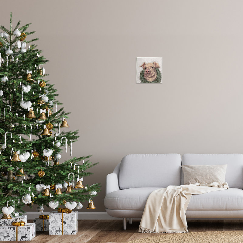 Cochon avec couronne de vacances, art mural par Sara G. Designs