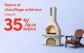 foyers et chauffage extérieur en solde