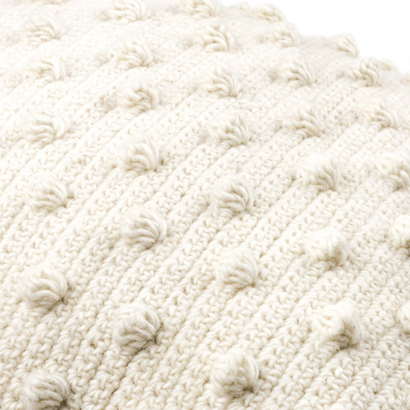 Makrome Dots Wool Blend Reversible Pillow Cover, 22"H x 22"W, Ivory
