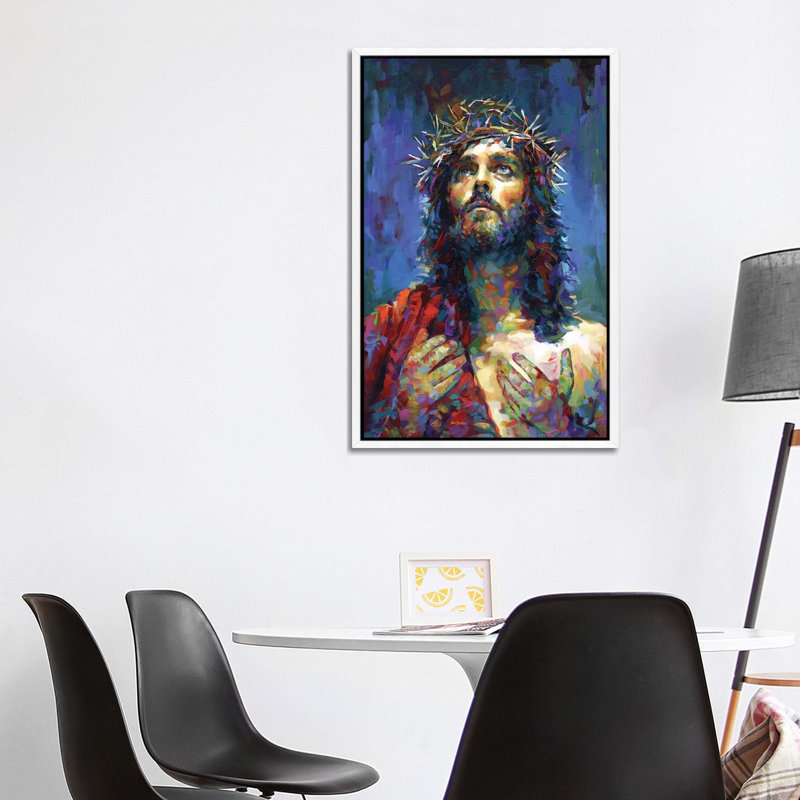 Jesus Christ by Leon Devenice - Painting on Canvas, 101.6 cm H x 66.04 cm W, White Framed Canvas