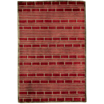 Tapis rouge et bleu noué à la main de haute qualité