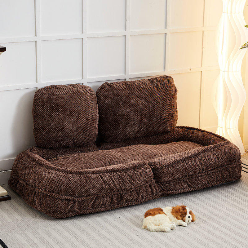 Structure en métal réglable, fonction de siège et de sommeil, économiseur d'espace, chaise de chambre pliante brune, 5 réglages,