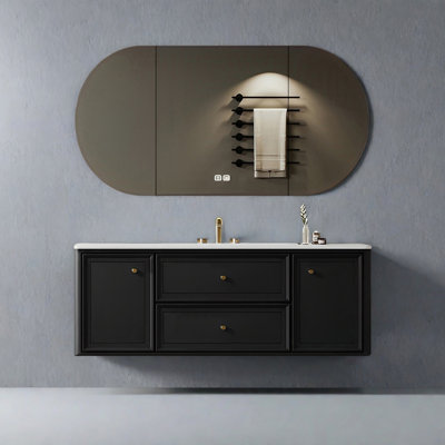 Armoire de salle de bain rétro de style crème français