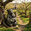 Statue mère et ourson, figurine animal réaliste pour le jardin et la maison