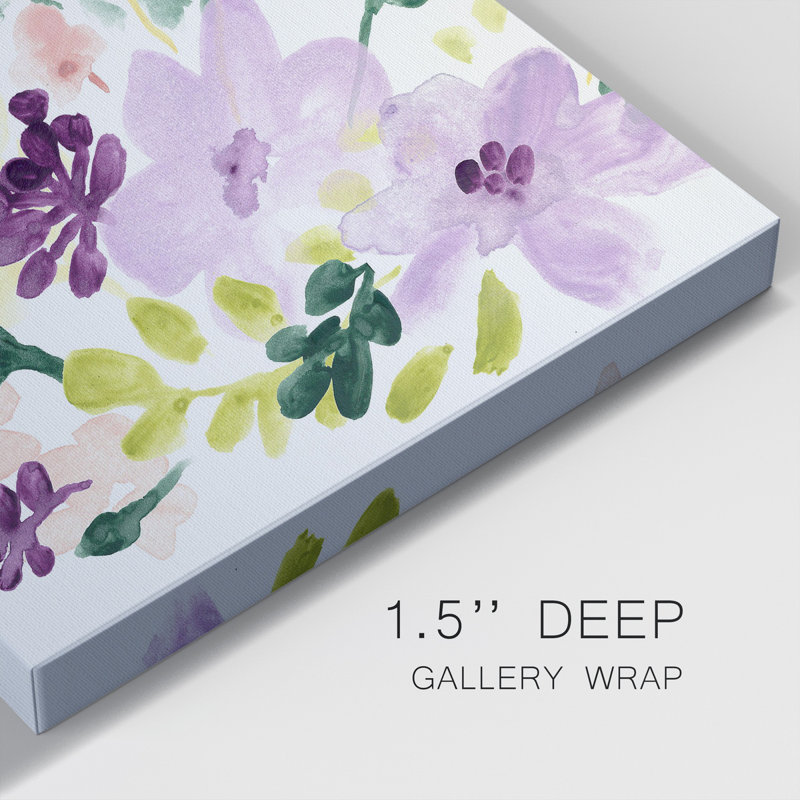 Lavande Meadow I - toile tendue avec châssis de qualité supérieure - prête à être accrochée, H 10 po x l 10 po x P 1 po