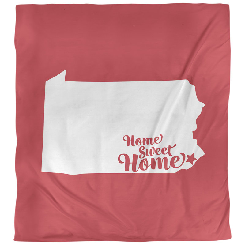 Housse de couette réversible simple Home Sweet Philadelphia, Microfibre, Housse de couette pour très grand lit, Rouge