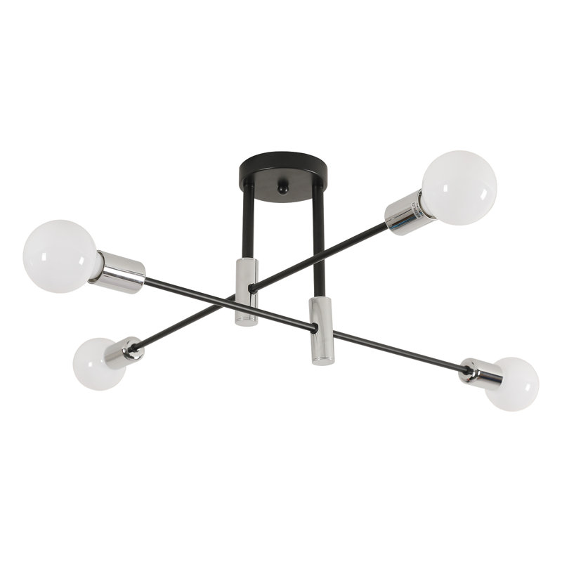 Modern Black Chrome 4-Light Sputnik Flush Mount Ceiling Light