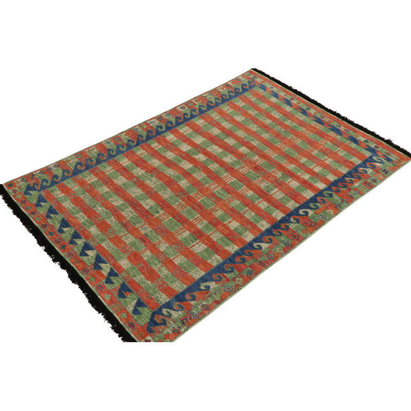 Burano Hand Knotted Wool Geometric Area Rug, Rectangle 6' x 8'