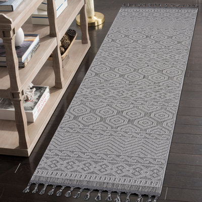Naar Guros Area Rugs, Grey/White/Geometric Accent Power Loom Machine -Crafted Rug