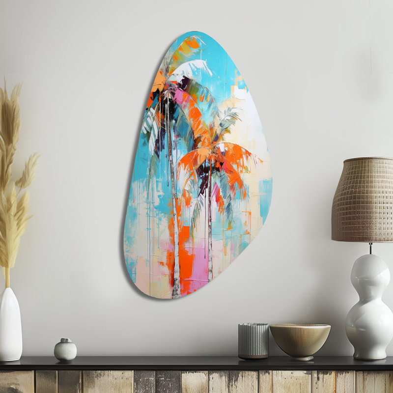 Denio - Unique Shape Palms, impression murale de sculpture en métal asymétrique, H 39 po x l 21 po