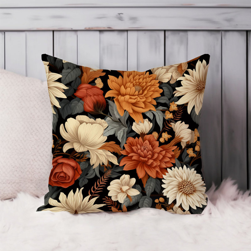Floral Pillow Cover, 16"H x 16"W
