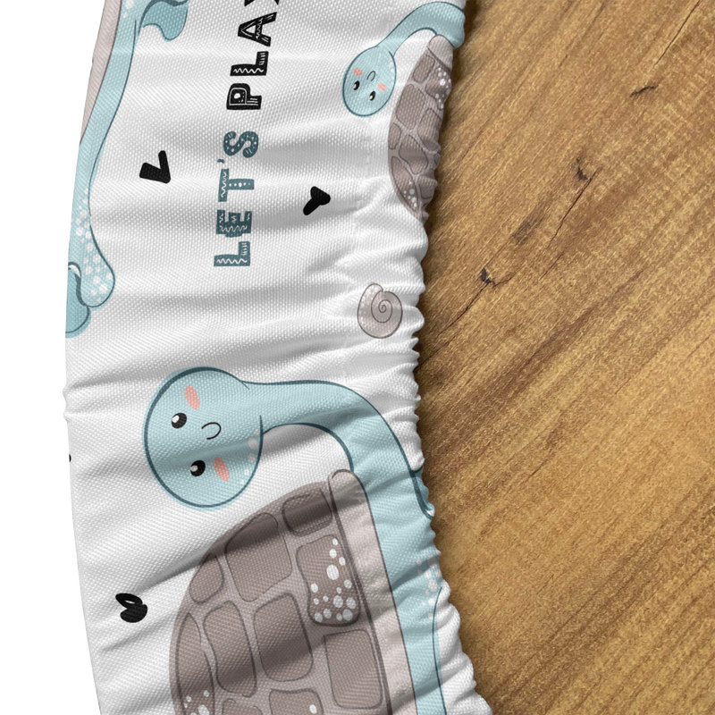 East Urban Home Cartoon Fitted Round Tablecloth Diameter Pale Blue Dust White, 51.97" Round