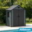 Abri de jardin Altibloom en résine, 1,83 m x 1,34 m, 5,1 m³, résistant aux intempéries, avec plancher et porte verrouillable.