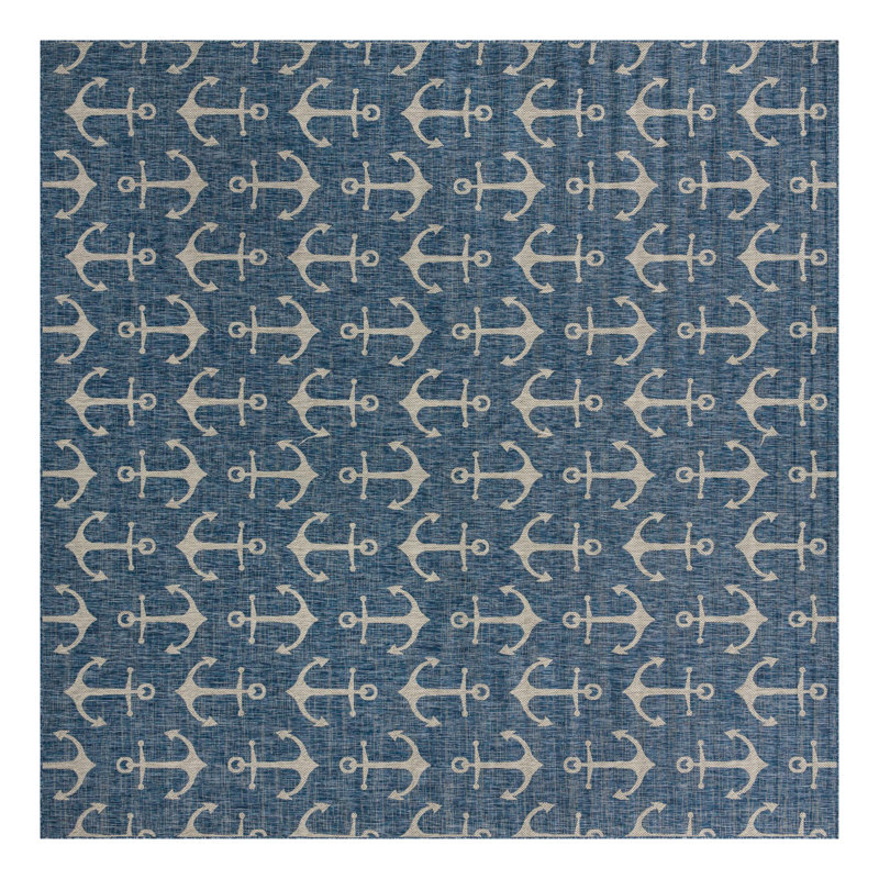 Glidden Geometric Polypropylene Plastic Rug, Square 13'