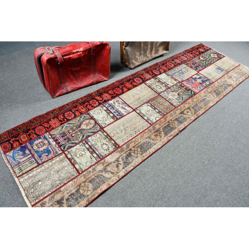 Tapis de couloir en patchwork turc fait à la main, idéal pour décorer votre couloir avec une touche rétro