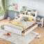 Lit plateforme double avec tablettes coulissantes-1483605368