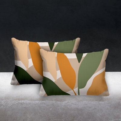 Polyester Lumbar Rectangular Indoor/Outdoor Pillow Cover & Insert