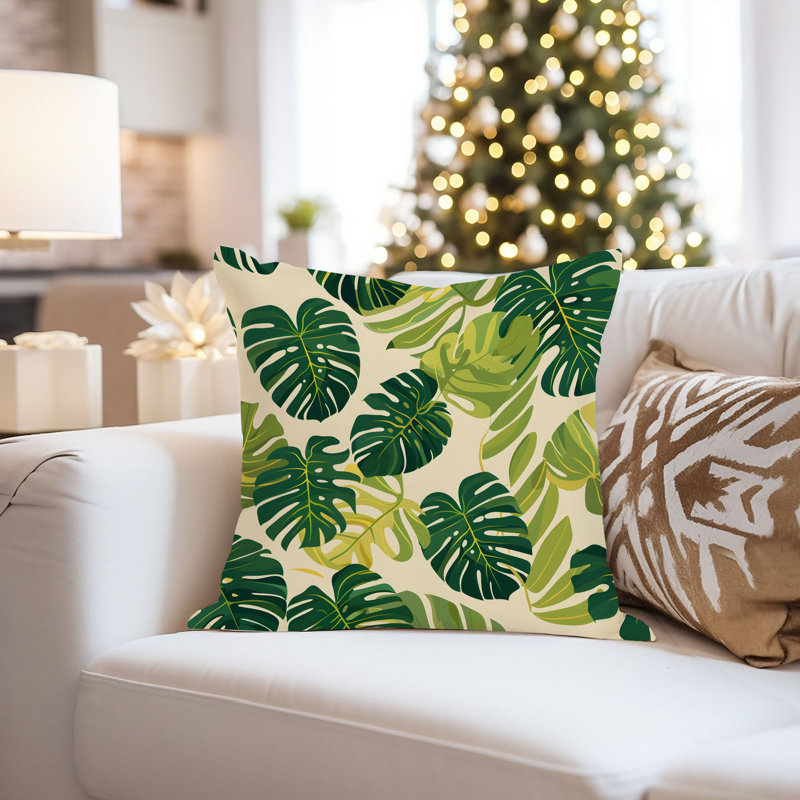 Botanical Monstera Leaves Pattern I Tropical, 18"H x 18"W