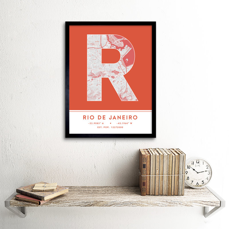 Rio De Janeiro City Map Rio De Janeiro Brazil City Map - Single Picture Frame Typography