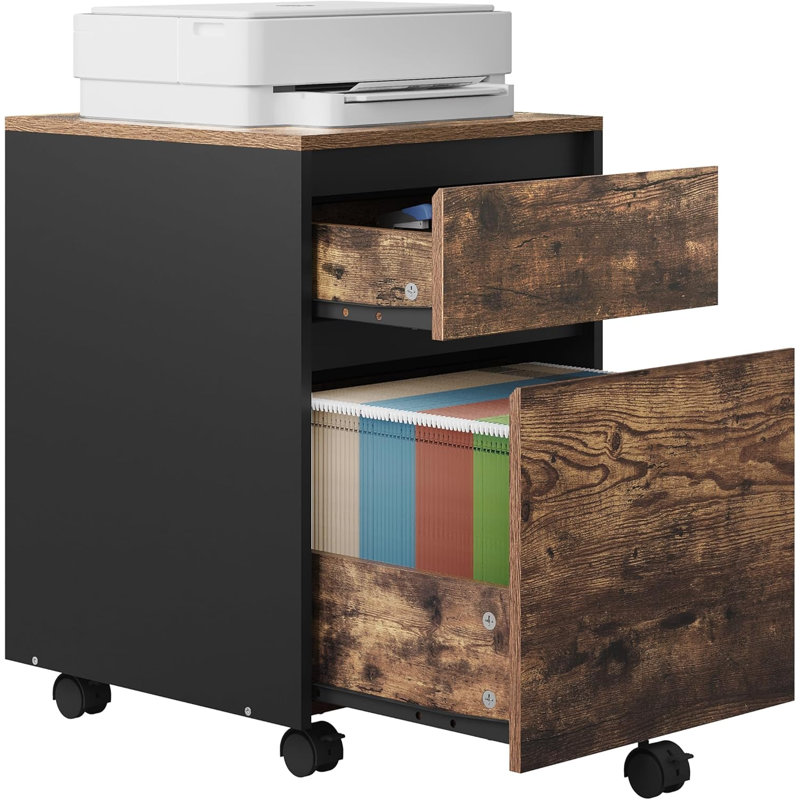McLoughney 40cm Wide Mobile File Cabinet, Wood Look