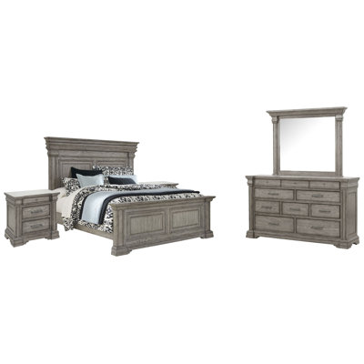 Branice King Panel Bed 2 Nightstands And Drawer Dresser With Framed Mirror