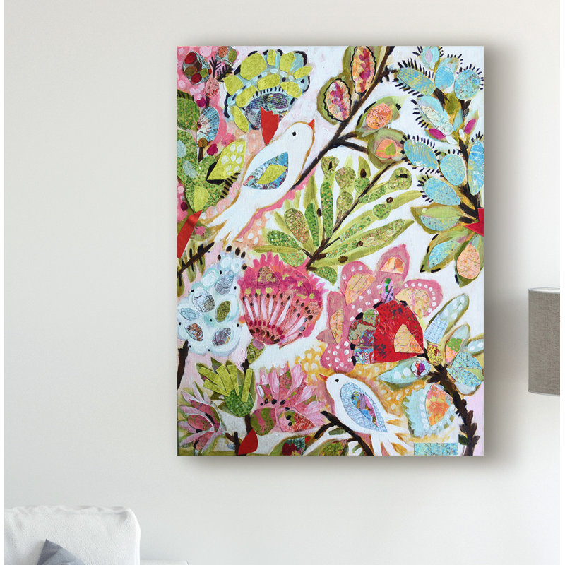 «Paper Birds I» par Karen Fields, reproduction d'art graphique sur toile, H 24 po x l 18 po x P 2 po