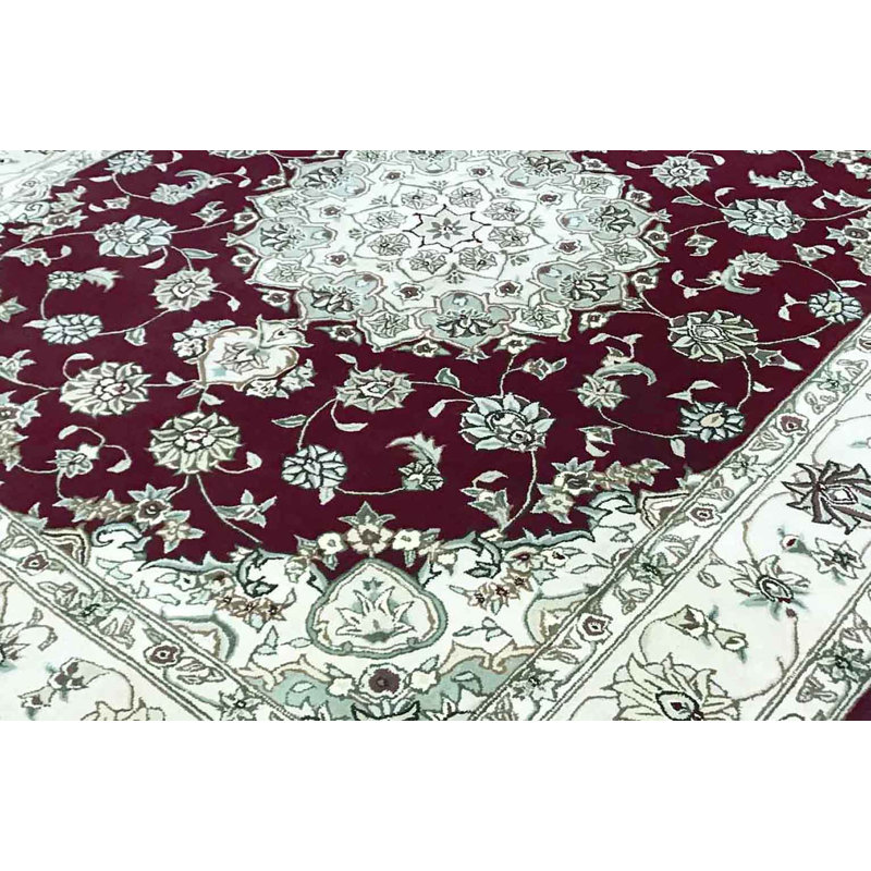 Tapis ivoire et vin de haute qualité noué à la main