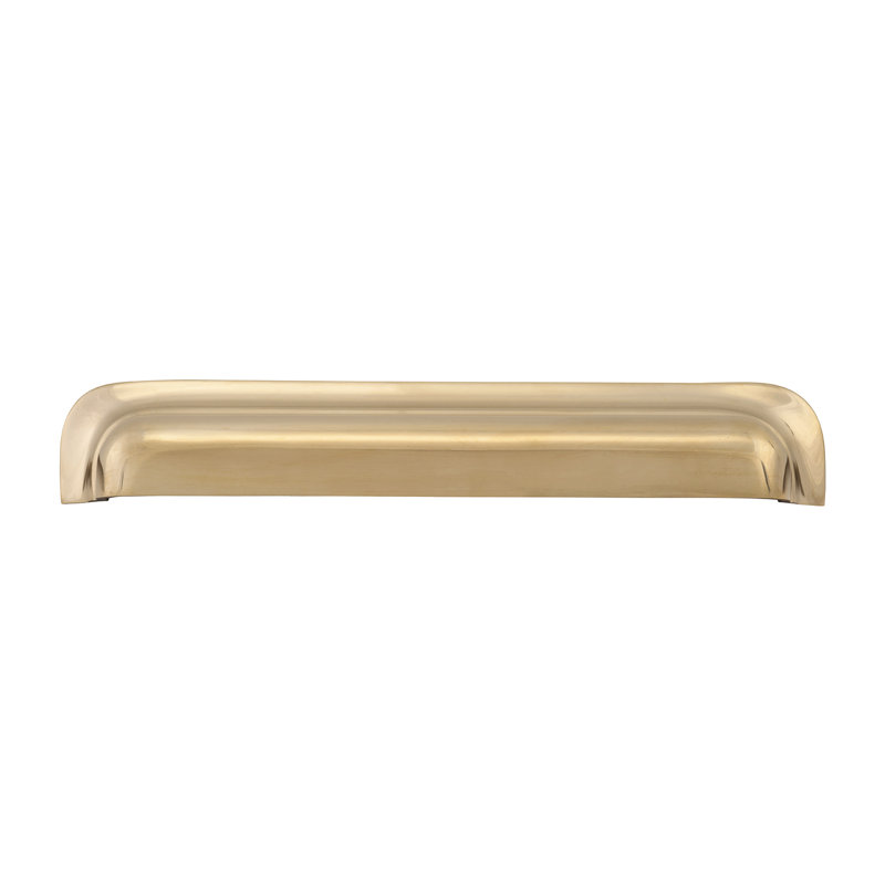 Edgewood Collection Cup Pull - Transitional Hardware for Drawers & Cabinets, Unlacquered Polished Brass, 6 5/16"