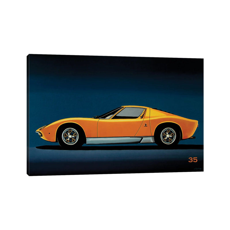 Lamborghini Miura 1966 1 Piece Wrapped Canvas Wall Art, 101.6 cm H x 66.04 cm W x 3.175 cm D