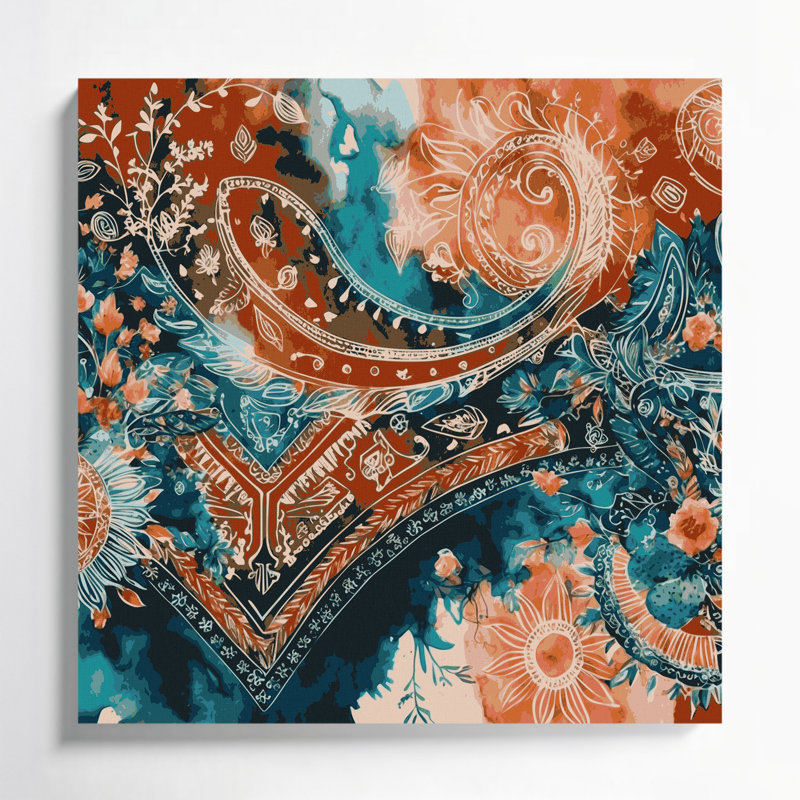 Art mural sur toile 76 "Southwestern Cowboy Paisley Bandana", H 16 po x l 16 po