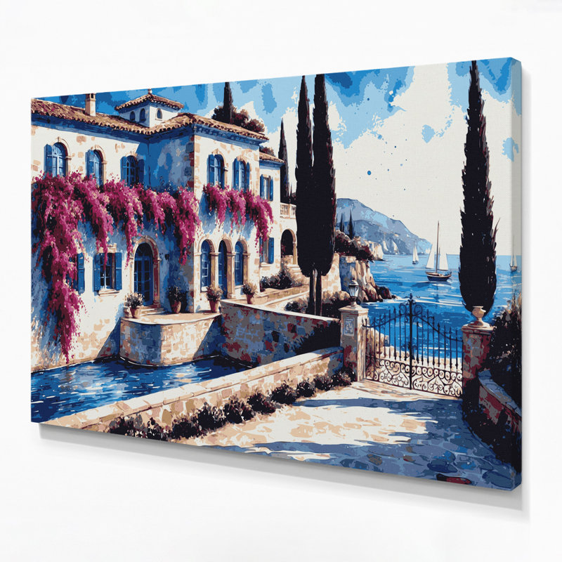 Art mural sur toile gris côtier de luxe méditerranéen