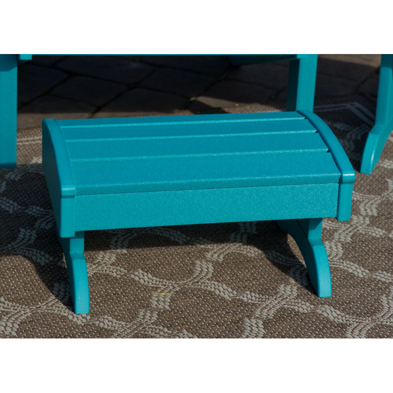 Aatikah Plastic Adirondack Chair with Ottoman and Table, Aruba Blue