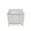 Ensemble de meuble-lavabo moderne 37 po avec plateau en marbre artificiel Carrara, armoire de salle de bain multifonctionnelle avec portes et tiroir, cadre solide et panneau de fibres à densité moyenne (trou de robinet simple)