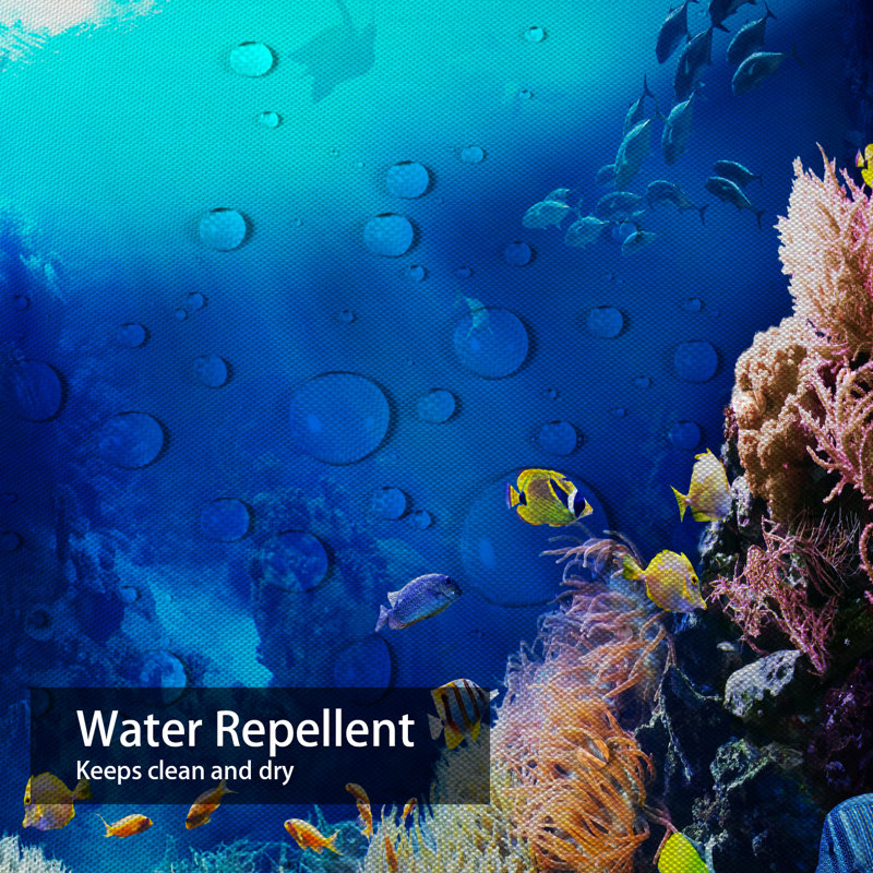 Rideau de douche Underwater Coral Reef Tropical Ocean avec 12 crochets, L 72 po x l 78 po