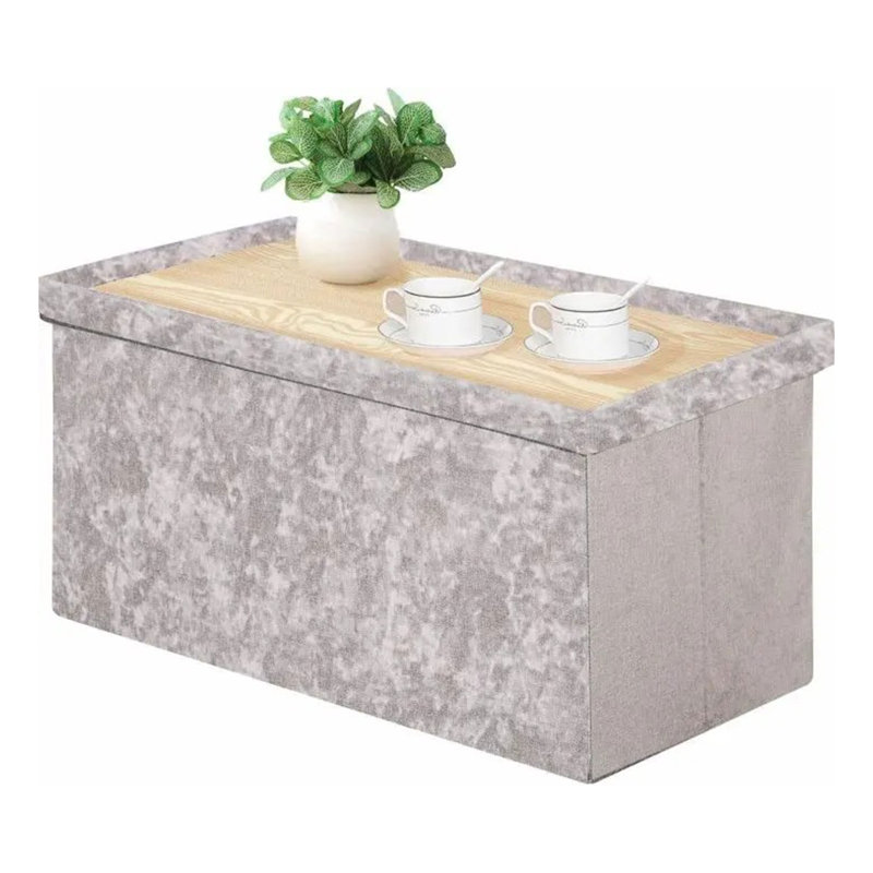 Ottoman Storage Box Coffee Table, Toy Box with Lid, Foldable Stool Seat Footstool with Storage, For Living Room, Bedroom, 2 Seater (76 X 38 X 38 Cm)