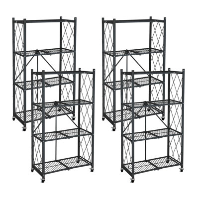 4 Tier Heavy Duty Storage Rack w/ Set of 4 Magnetic Wire Shelf Liners