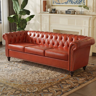 Traditional 3 Seater Sofa With Removable Cushions And Square Arms For Comfort And Style