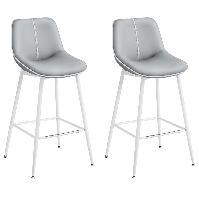 Borna Bar Stools Set of 2, Counter Height Bar Stools, Gray, Bar Stool (28.7" Seat Height)