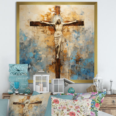 Minimalisme, croix religieuse de Jésus sur toile