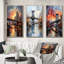«Coral Bridge Urban Silhouettes», 3 pièces sur toile-1877772188-1877772256